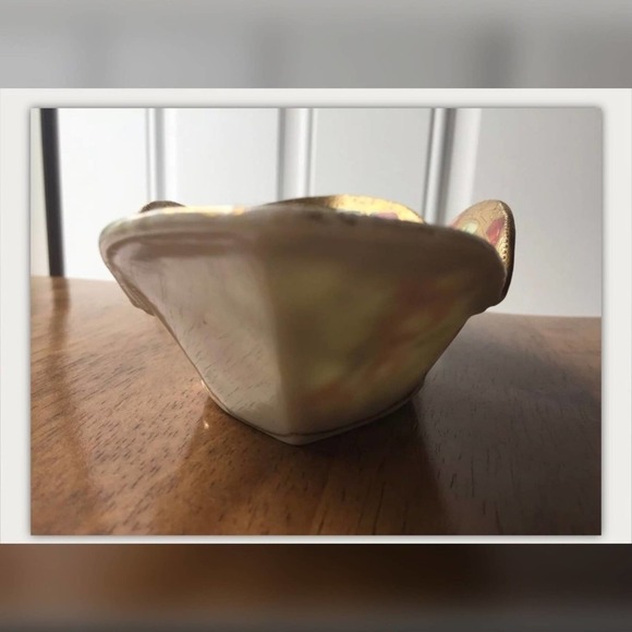 Vintage Nippon Hand Painted Japanese Oval Bowl Gold trim Ornate - Picture 8 of 10